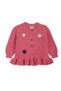 Knitwear Baby Girl Ruffled Floral Embroidery Cardigan Set Fuchsia - 4