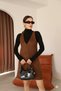 Brown Suede V-Neck Above Knee Panel Detailed Dress |   Mini Suede Dress with Tie Detail |   Slim Fit Strappy Casual Stylish Women's Dress - 5