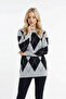 Crew Neck Diamond Patterned Knitwear Sweater - 2