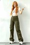 Maribel Stretch Fabric Casual Cargo No Back Pocket Khaki Super High Waist Loose Leg Denim Jeans - 5