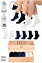 Bamboo Women's Elastic-Free Black-White-Navy Blue Socket Stitch-Free Premium Socks Boxed Set of 6 / Does Not Leave Marks