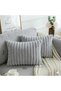 2-Pack Corded Fabric Plush Throw Pillow Covers 35*50 Light Gray Color Soft Velvet Cushion Double-Sided