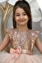 Girl's Sequined Embroidered Katkat Salmon Evening Dress Age 4-7 - 2