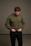 0 Collar Baklava Pattern 100% Cotton Khaki Knitwear Sweater - 3