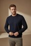 0 Collar Baklava Pattern 100% Cotton Navy Blue Knitwear Sweater - 2