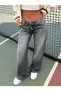 Women's Low Waist Denim Pants with Rips - 5