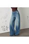 Women's Cross Detailed Regular Waist Wide Leg Denim Pants - 6