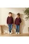 Unisex Children's Burgundy Zippered Hooded Sweatshirt - Most Comfortable Basic Cardigan for School - Daily Use 3-10 Years Old - 2