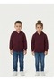 Unisex Children's Burgundy Zippered Hooded Sweatshirt - Most Comfortable Basic Cardigan for School - Daily Use 3-10 Years Old - 6