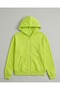 Unisex Children's Phosphor Green Zippered Hooded Sweatshirt Comfortable Basic Cardigan for School-Daily Use 3-10 Years Old