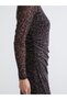 Crew Neck Leopard Print Shirred Dress - 3