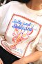Women's Oversized T-Shirt Salty&Sunkissed Printed White – Crew Neck, 100% Cotton Compact Single Jersey 24/1 - 3
