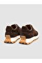 100% Genuine Suede Leather Brown Lace-Up Women's Sneakers - 3