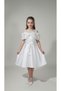 Girls' Floral Detail Formal Dress – Elegant Design for Special Occasions, Weddings and Invitations kurdel gul panslı