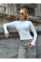 Women's Finger-Looped Long Sleeve Blouse White