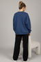 Women's Wide Fit Crew Neck Basic Plain Cotton Sweatshirt - 3