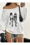 Women's Portrait Women Printed Boat Neck Oversized Sweatshirt