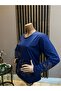 Women's Middle Age and Above Viscose Colorful Leaf Patterned Stoned Stretch Fabric Mother Combed Cotton Blouse - 2