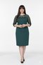 Women's Plus Size Green Tulle Collar Three Quarter Sleeve Midi Length Dress 12m-2367 - 2