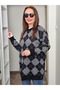 Women's Crew Neck Diamond Patterned Hijab Knitwear Sweater - 3
