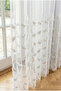 Bamboo Floor, Tulle Curtain with Skirt Tassels, Linen Look Natural Texture, 1 to 2 Sparse Pleats, Ecru - 3
