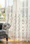 Bamboo Floor, Tulle Curtain with Skirt Tassels, Linen Look Natural Texture, 1 to 2 Sparse Pleats, Ecru - 5