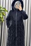 Women's Clothing Plus Size French Oversize Nova Fabric Quilted Patterned Hooded Furry Winter Long Puffer m - 2