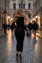 Black Square Neck Stretch Fabric Midi Body-Hugging Night Dress - 4