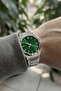 Men's Metal Wristwatch Green Dial Silver Band in Special Box - 2