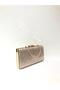 Gold Color Wavy Patterned Material Evening Dress Portfolio Clutch Women's Bag Can Be Used in Hand and with Long Strap - 2