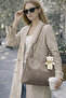 Women's Teddy Bear Charm Detailed Zipper Closure Mink Belt Strap Hand and Shoulder Bag Teddy - 2