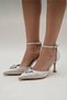Women's 7 cm Beige Satin Evening Shoes with Heart Detail (Full Fit) - 3