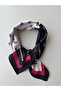 Black and white sailor anchor patterned modal women's scarf bandana 50x50 cm mini size hair neck bag - 2
