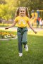 Elastic Waist Green Palazzo Girls' Sweatpants