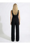 Women's Black Soft Textured Elastic Waist High Waist Pants Nj13 - 3