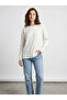 Women's Ecru Soft Textured Crew Neck Sweater Nj11 - 3