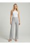 Women's Gray Soft Textured Elastic Waist High Waist Pants Nj13 - 2