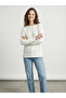 Women's Ecru Soft Textured Crew Neck Sweater Nj11