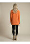 Women's Orange Soft Textured Crew Neck Sweater Nj11 - 3