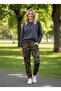 Women's Khaki Printed High Waist Jogger Sweatpants Nj17