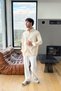 Long Sleeve Pocketed Oversized Shirt Beige - 4