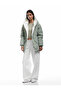 Hooded Pocket Detail Zip-Up Snap Button Quilted Oversized Anorak - 2