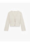 Buttoned Long Sleeve V-Neck Slim Fit Blouse - 3