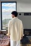 Long Sleeve Pocketed Oversized Shirt Beige - 2