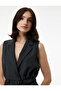 Sheep Wool Blended Sleeveless Double-Breasted Collar Belted Vest - 2