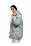 Hooded Pocket Detail Zip-Up Snap Button Quilted Oversized Anorak - 3
