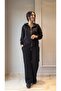 Women's Long Sleeve Hooded Zippered Rhinestone Front Zippered Viscose Two Thread Blouse and Sweatpants Bottom