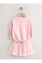 Cotton Pink Long Sleeve Sweat Tutu Skirt Bottom Top Set - 4