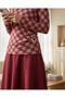 Plaid Patterned Blouse with Side Buckle -Burgundy - 2