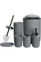6-Piece Plastic Bathroom Accessories Set, Grey Bath Gift Set with Toothbrush Holder